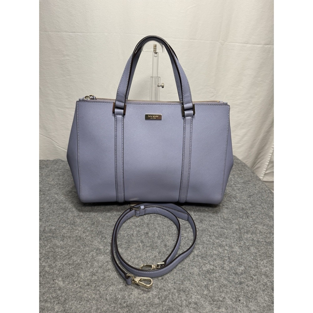 Kate Spade Newbury Loden Lilac Large Satchel Purse W/Strap EUC Gold Hardware.